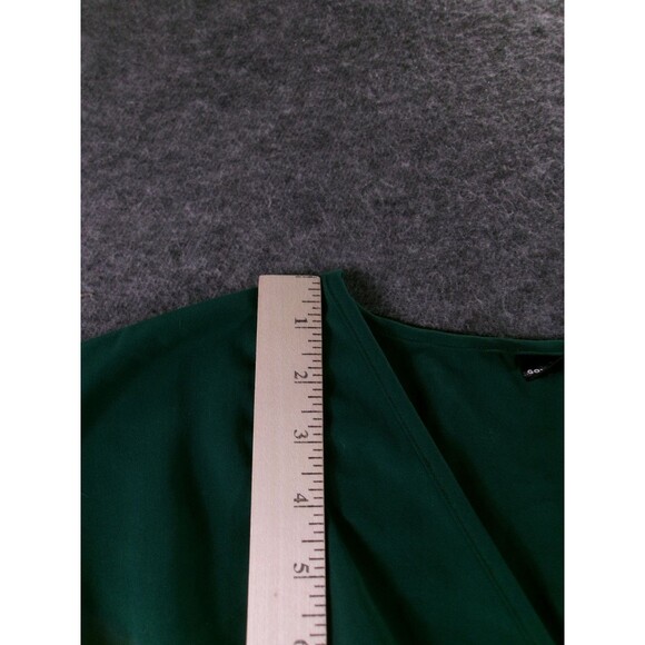 GOMORN Dress Women XL Green Wrap V Neck Smocked Waist Maxi Cap Sleeve Fit - Picture 5 of 11